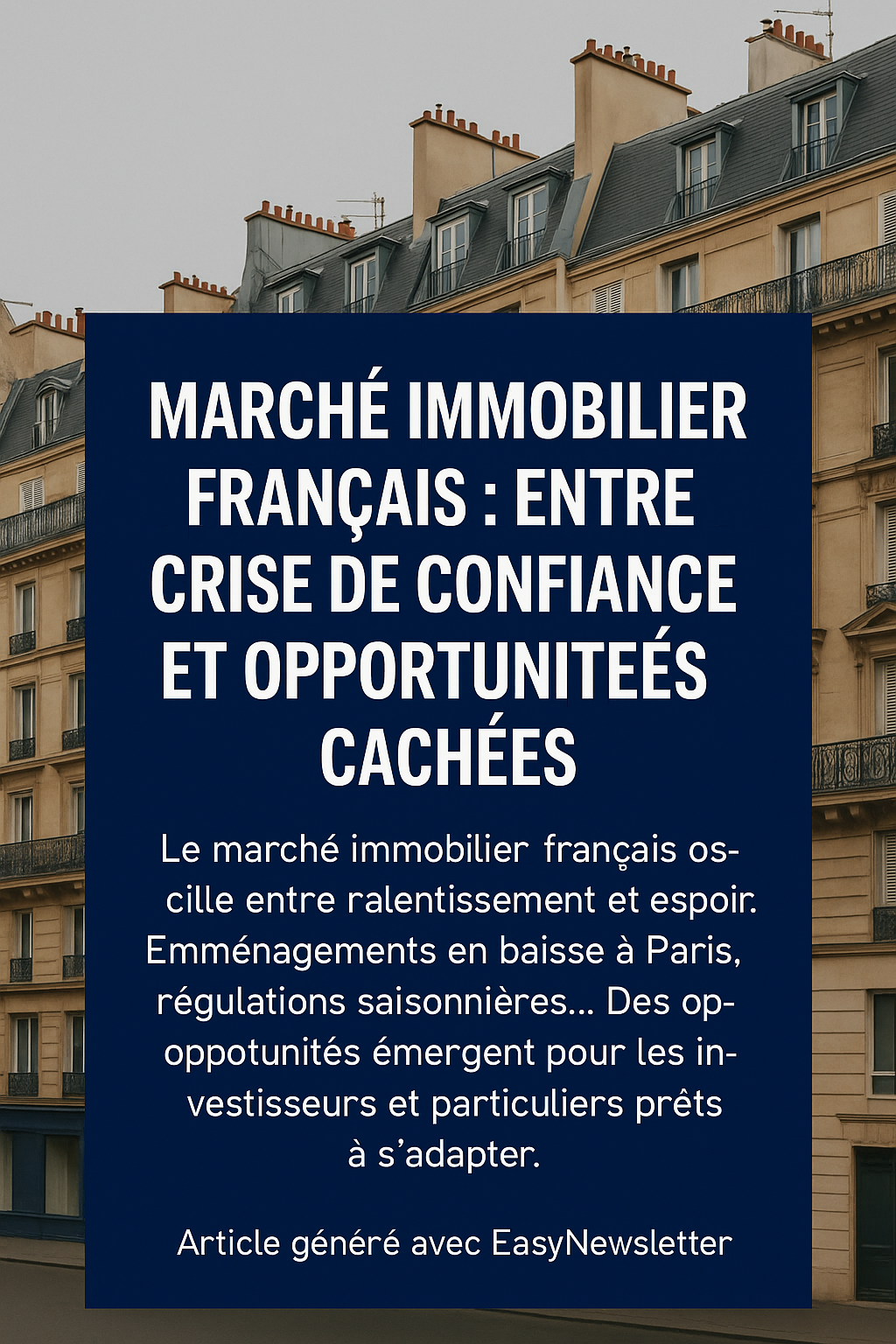 Marché Immobilier Français : Entre Crise de Confiance et Opportunités Cachées
